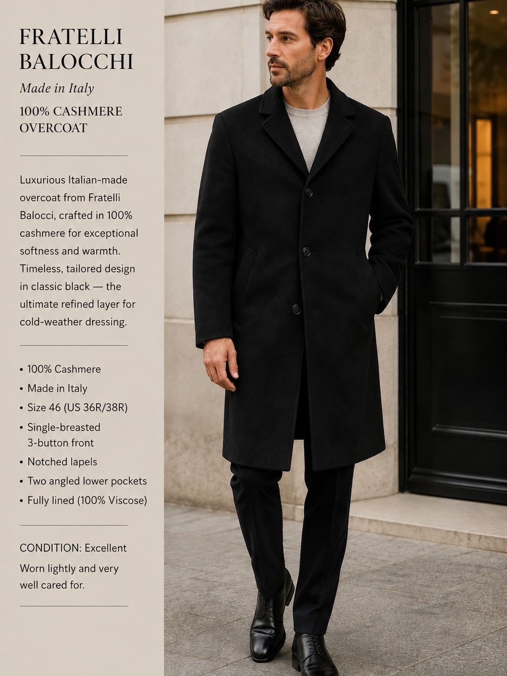 Black Cashmere Overcoat